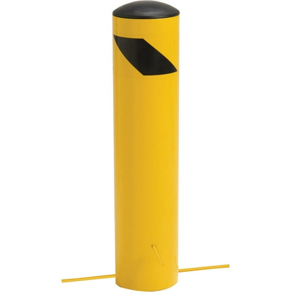 Global 652898G 24 x 5.5 in. Steel Bollard with Removable Plastic Cap & Chain Slots for Underground