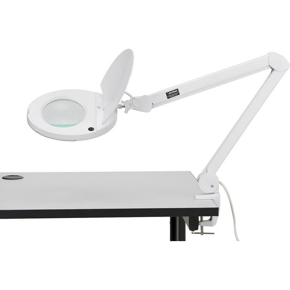 Global Industrial 5 Diopter LED Magnifying Lamp With Covered Metal Arm White