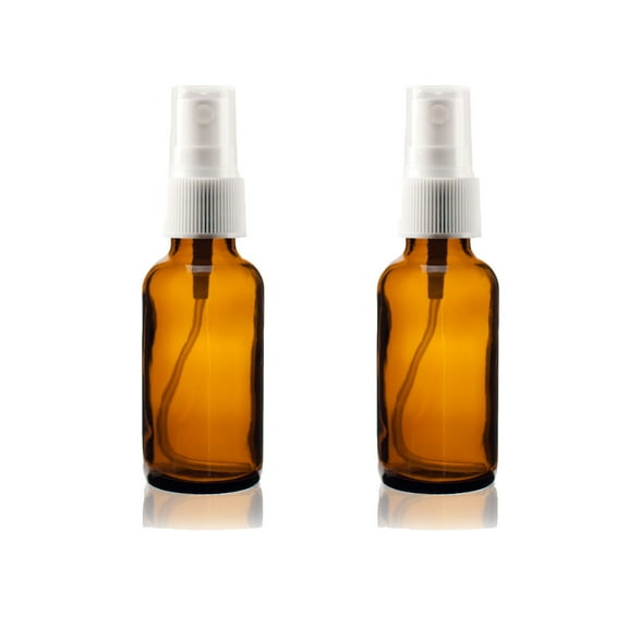 Global Amber 2oz White Mist Sprayer Bottle (60ml) Pack of 2