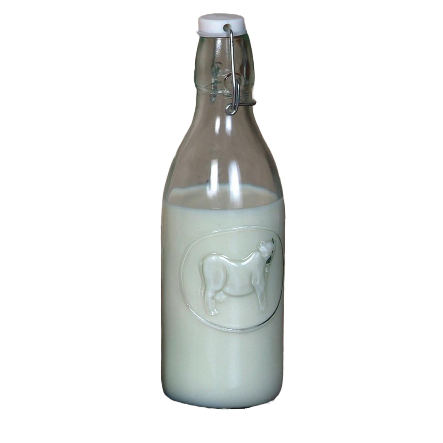 Global Amici Milk Bottle, Vintage Style in Light Green Glass