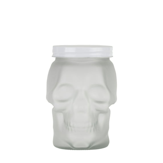 Global Amici Skull Glass Canister, Frosted White, Frosted White