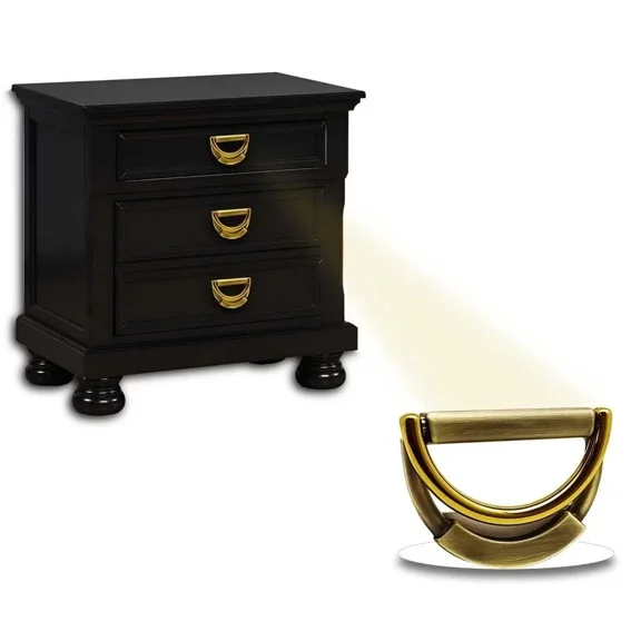 Global Antique Vintage Brass Drop Drawer Pull Handle, Half Moon Dresser Cabinet Hardware, Antique Style Furniture Handle (Set of 6)