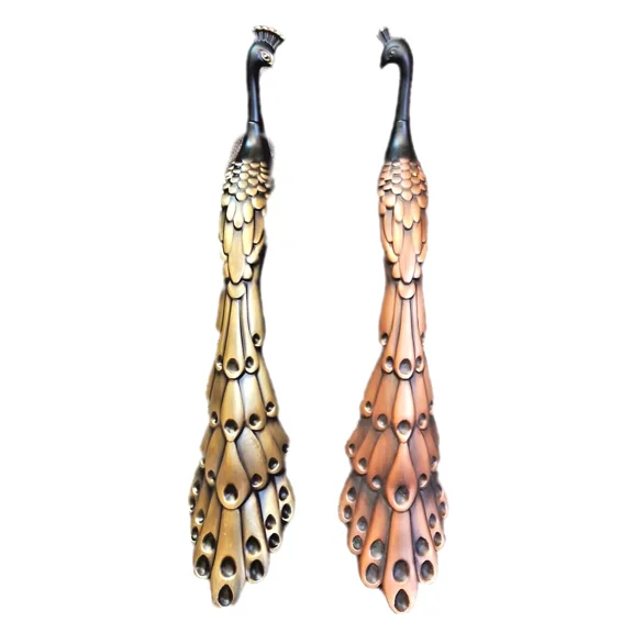 Global Antiques Antique & Rose Gold Peacock Style Door Handle (Set of 2) Door Pull - Solid Brass Vintage Hardware for Entrance/Entry/Shower/Glass/Shop/Store