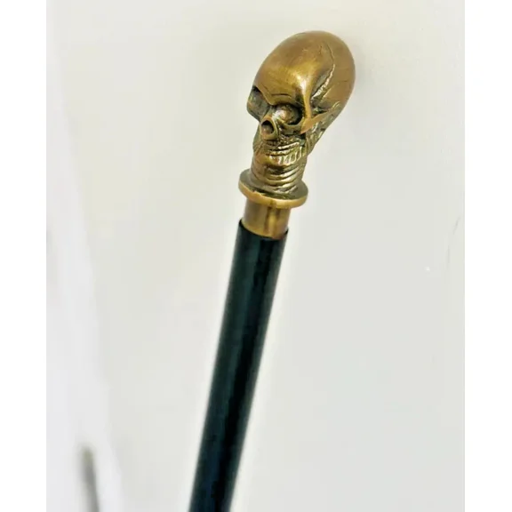 Global Antiques Antique Skull Walking Stick Gothic Cane Halloween Costume Prop Vintage Style for Men, Women & Seniors