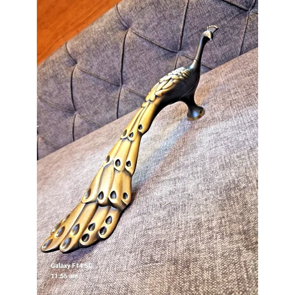 Global Antiques Classic Aluminum Gold Peacock Door Handle (Set of 2) Pull Cabinet Hardware Handle, Glass/Main Door Handle 16''