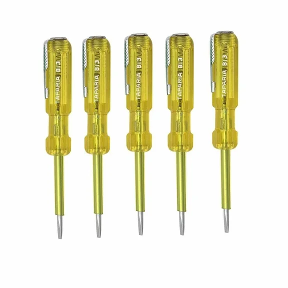 Global Antiques Taparia Line Tester Screwdriver 130mm Yellow Insulated Handle Electrical Tool, Pack of 5