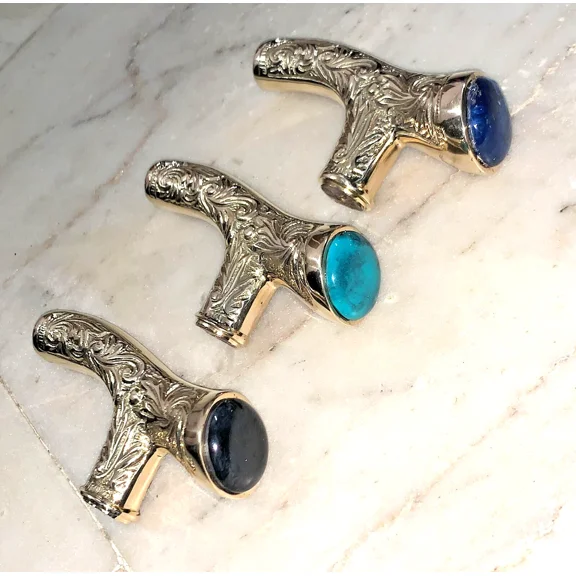 Global Antiques Walking Stick Handles, Solid Brass, Victorian Style Cane Handle Replacement, Set of 3