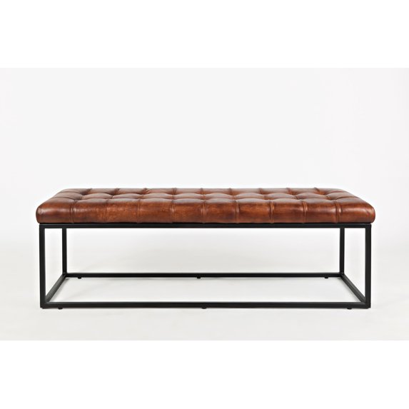 Global Archive Leather Ottoman - Saddle