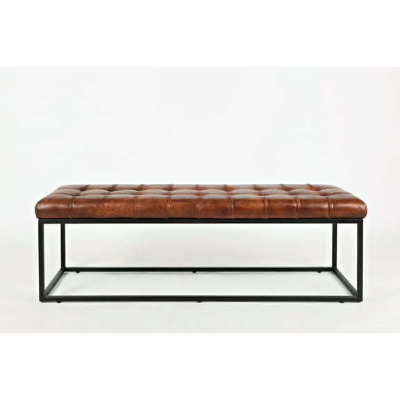 Global Archive Leather Ottoman - Saddle