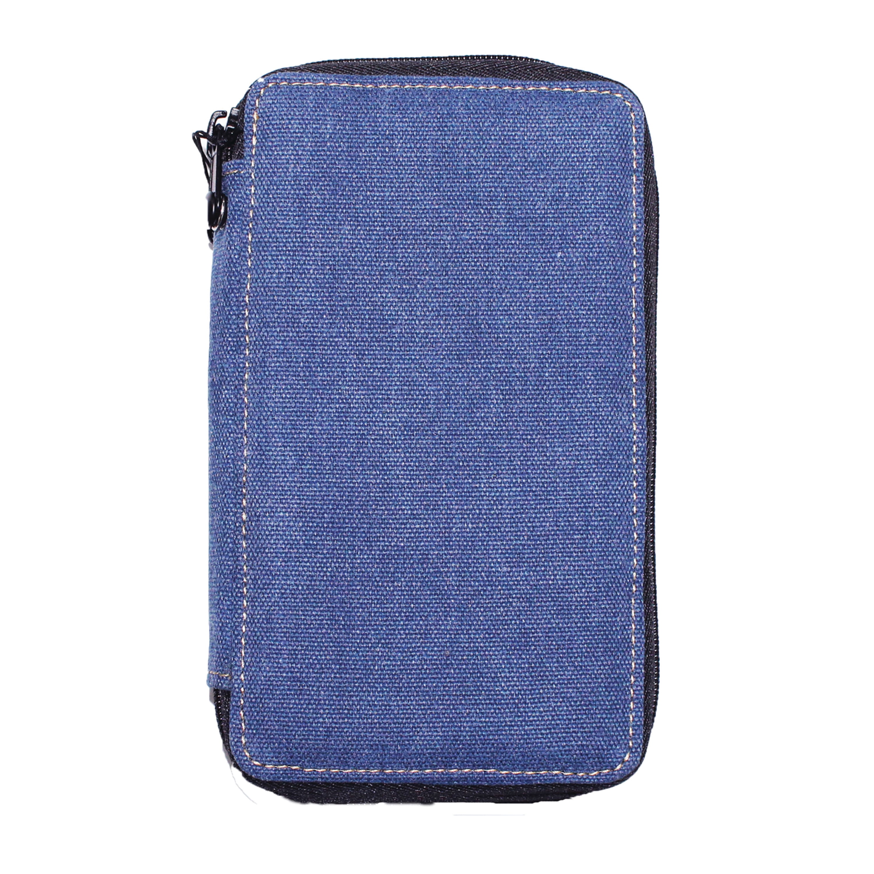 Global Art Canvas Pencil Case, 24Pencil Capacity, Denim
