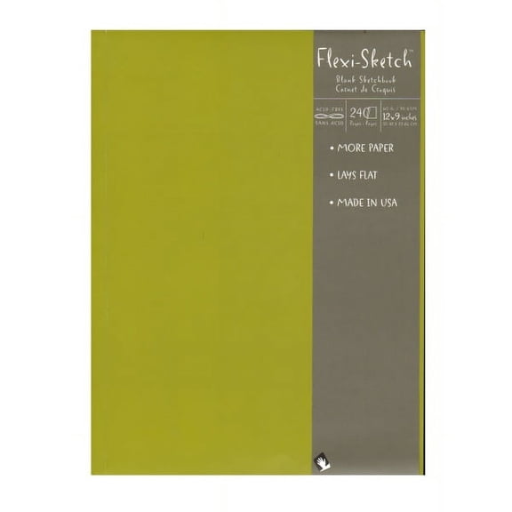 Global Art Flexi-Sketch Sketchbooks, 12" x 9", Portrait, 240 Pages (120 Sheets), Fern, Pack Of 2