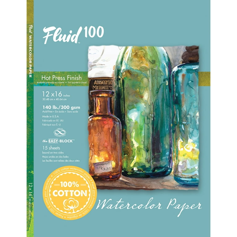 Fluid Watercolor Paper Easy Block - 140 lb. Hot Press 16x20