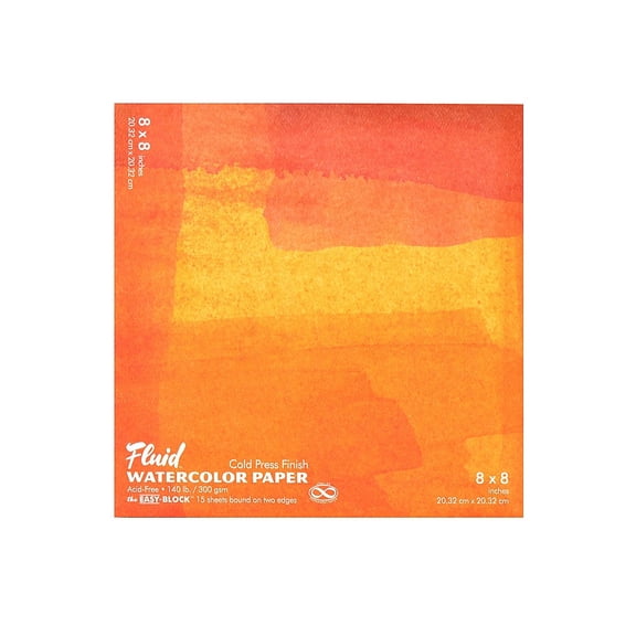 Global Art Fluid Cold Press Watercolor Paper 8" X 8" Block Pack Of 2 (98787-Pk2) 98787-PK2