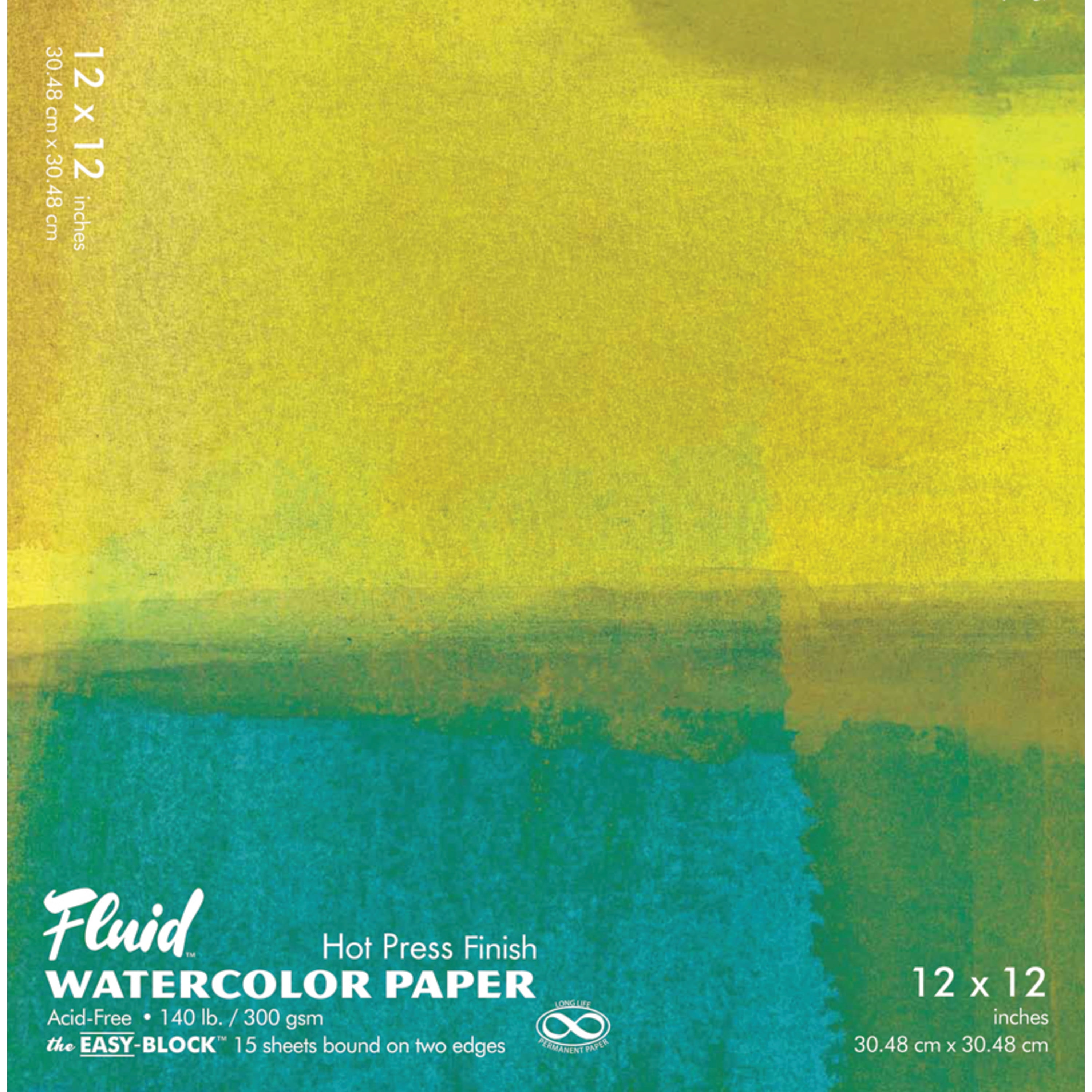 Fluid Easy-Block Watercolor Paper Block - 12 x 12, 15 Sheets 