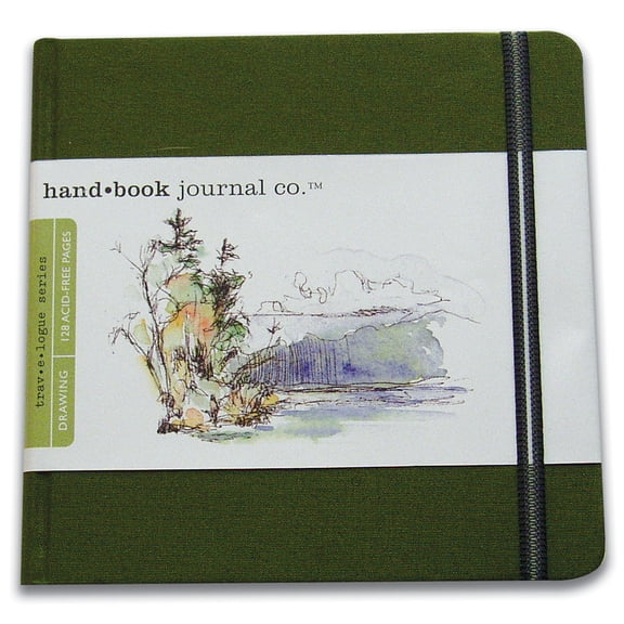 Global Art Handbook Travelogue Artist Journal, 5.5" x 5.5", Cadmium Green