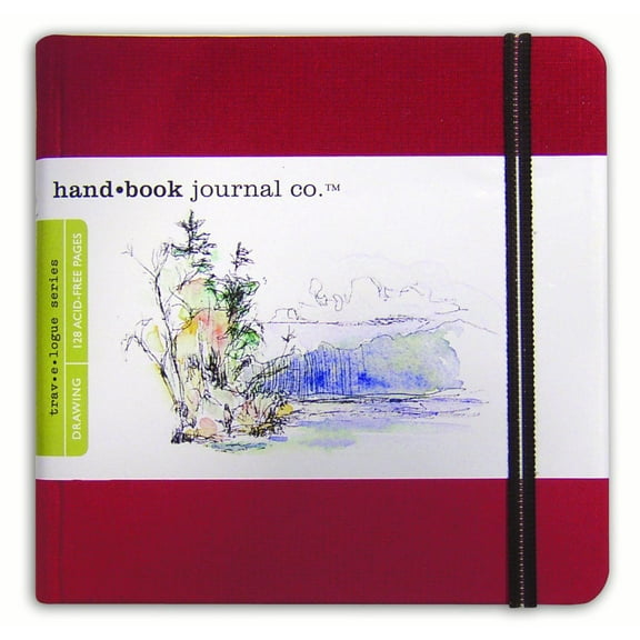 Global Art Handbook Travelogue Artist Journal, 5.5in x 5.5in, Vermilion Red