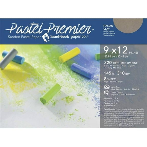Global Art Materials Pastel Premier Sanded Pastel Paper - Italian Clay - 9 x 12 in. - 145 lbs - 8 Sheets
