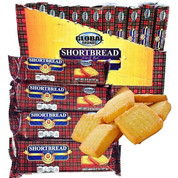 Global Brands Shortbread Cookies, 12-4 pack trays (48 individual 2oz sleeves) (Pack of 12)
