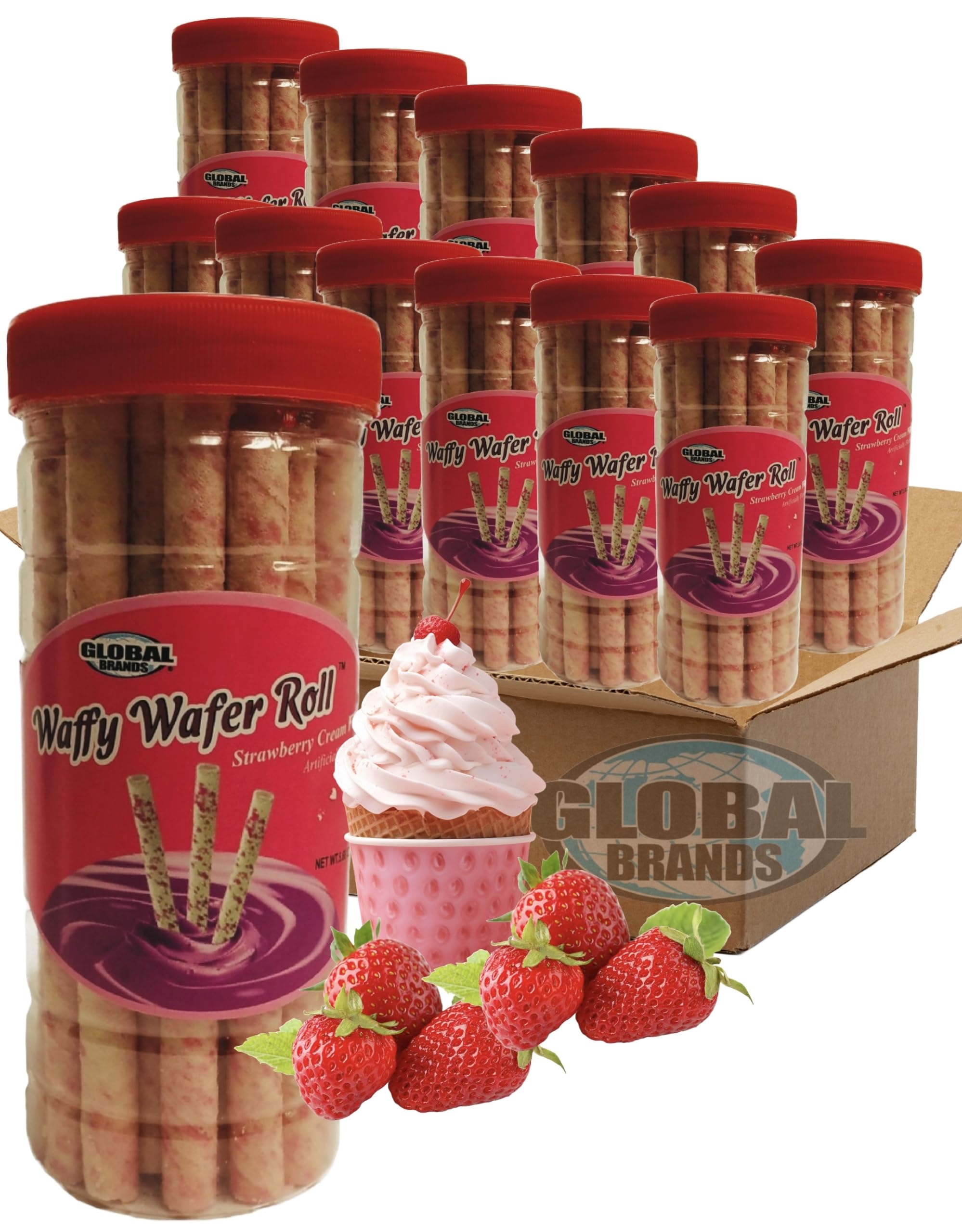 Global Brands Waffy Wafer MMF7 Rolls, 12-5.68oz tubs (Pack of 12 ...