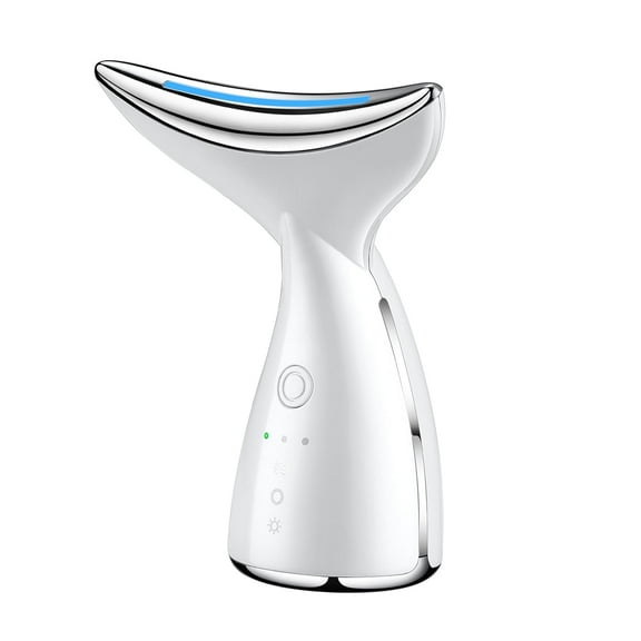 Global Care Market 3-in-1 Vibration, LED  Photon and Thermal Face and Neck Massager, White