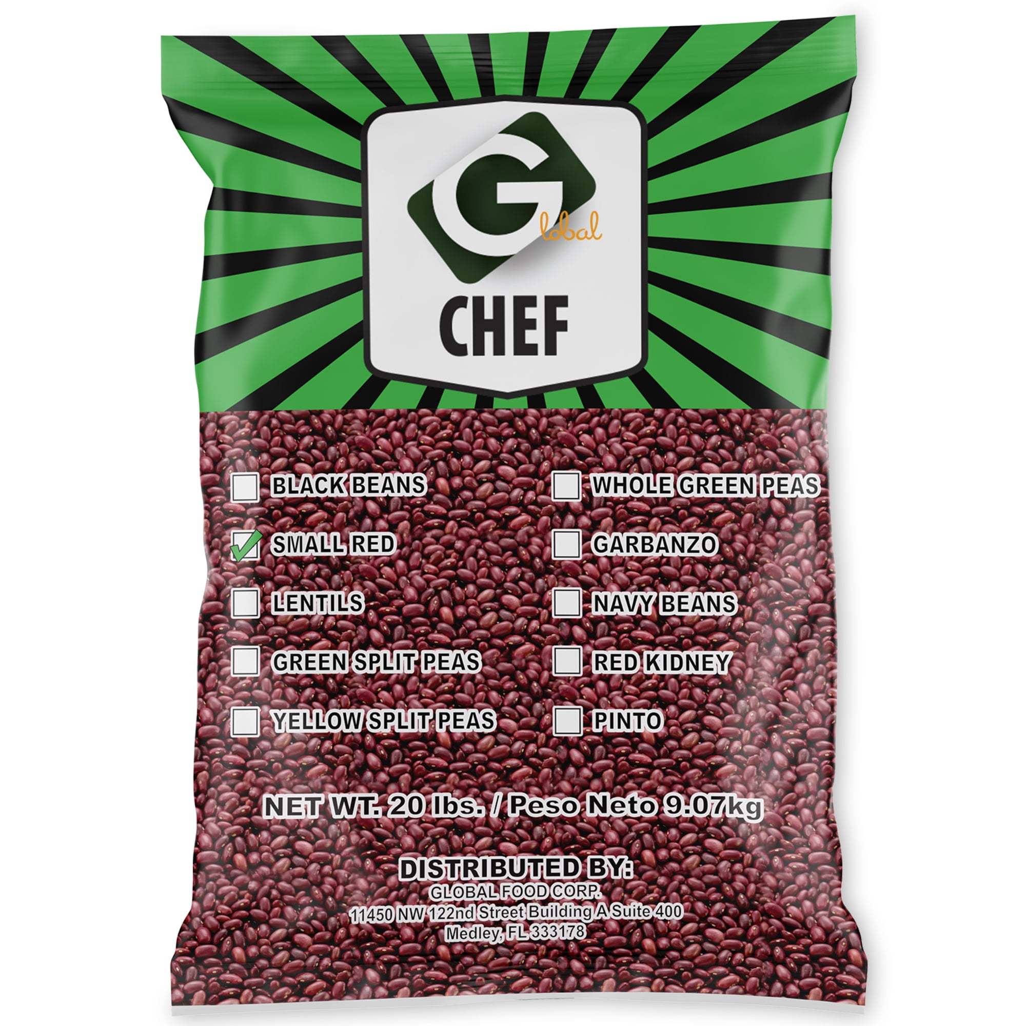 Global Chef Small Red Beans Dry Global Choice Food Grains 20 LBS