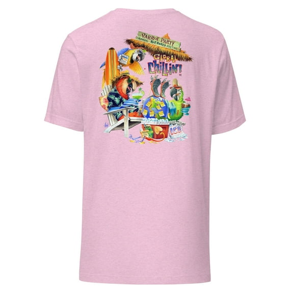 Global Chillin' Parrot Party Unisex Adult Surfing Lightweight Beach Tee Shirt