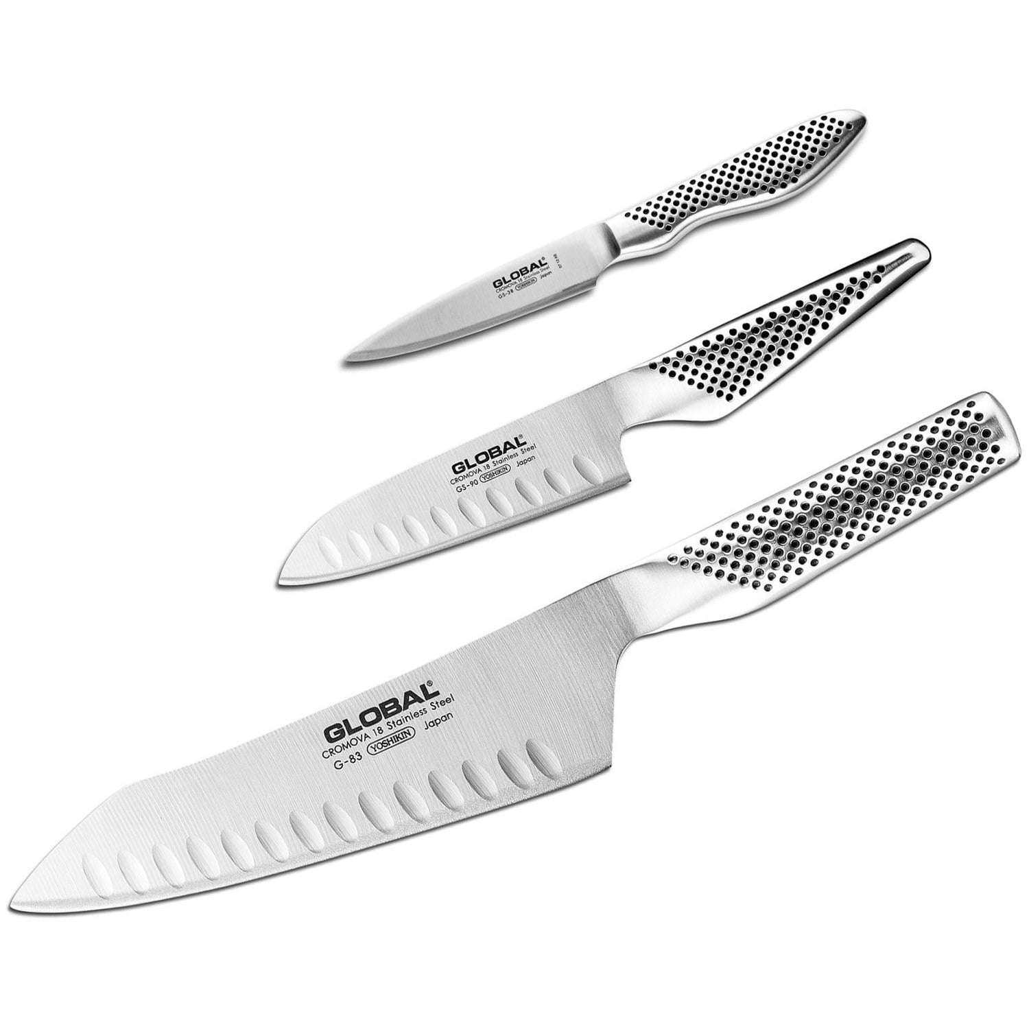 Global Classic Stainless Steel 3-Piece Knife Set 