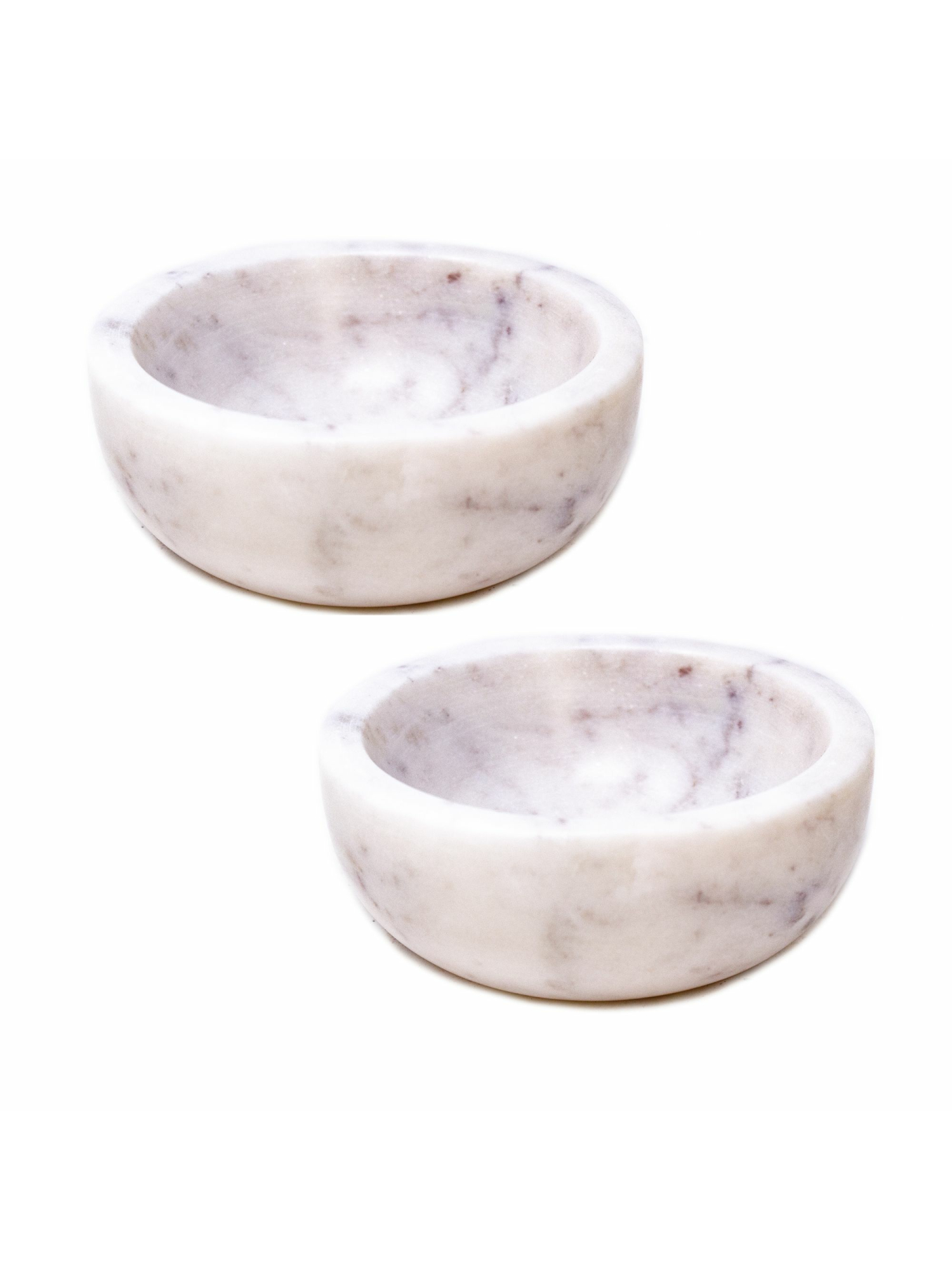 Global Crafts Handmade White Marble Pinch Bowls, Set of 2