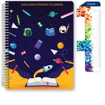 Global Datebooks Dated Elementary Student Planner for Academic Year 2023-2024 Includes Ruler/Bookmark and Planning Stickers (Block Style - 8.5"x11" - Subjects)