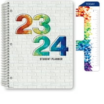 Global Datebooks Dated Middle or High School Secondary Student Planner for Academic Year 2023-2024 (August 2023 through June 2024) Block Style - 8.5"x 11" - White Painted Brick