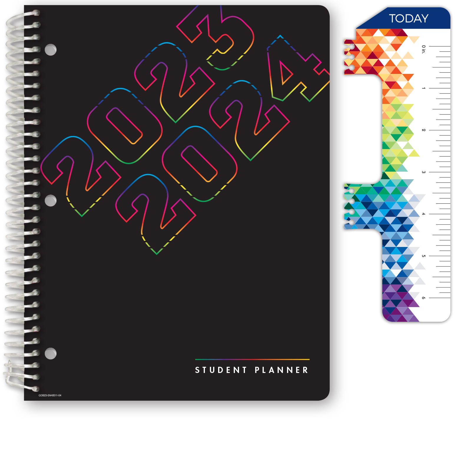 Global Datebooks Dated Middle or High School Secondary Student Planner for Academic Year 2023-2024 (August 2023 through June 2024) Matrix Style - Large 8.5"x 11" - Black Rainbow Numbers - image 1 of 10