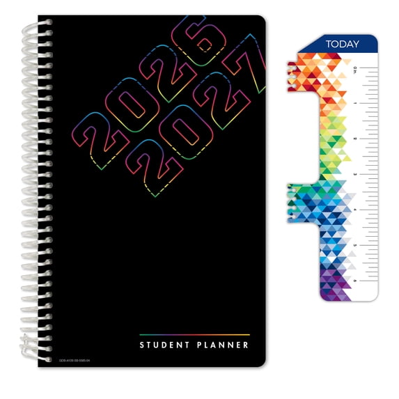 Global Datebooks Secondary Student Planner AY 2026-2027 - Block Style - 5.5"x8.5" (Neon Numbers)