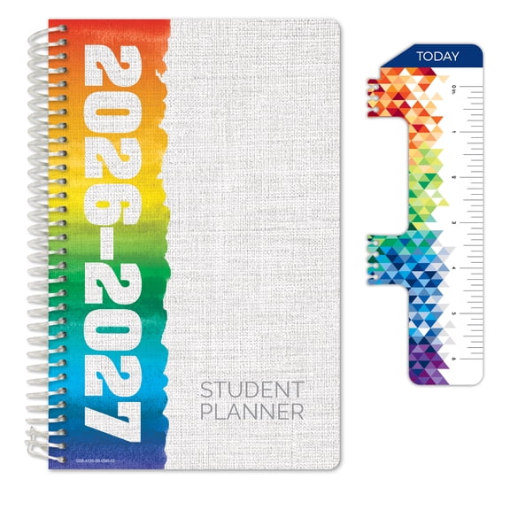 Global Datebooks Secondary Student Planner AY 2026-2027 - Block Style - 5.5"x8.5" (Rainbow Linen)