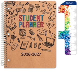 Global Datebooks Secondary Student Planner AY 2026-2027 - Block Style - 8.5"x11" (Kraft Doodles)