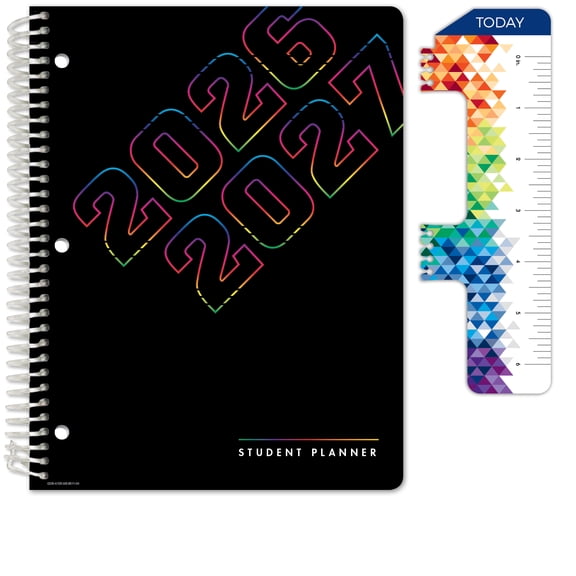 Global Datebooks Secondary Student Planner AY 2026-2027 - Block Style - 8.5"x11" (Neon Numbers)
