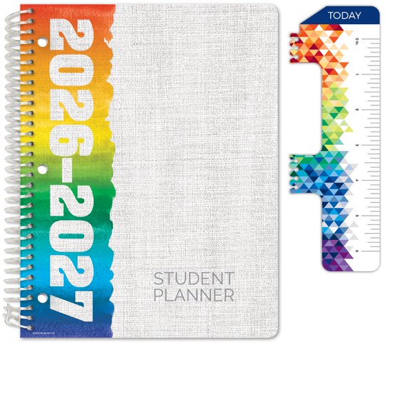 Global Datebooks Secondary Student Planner AY 2026-2027 - Block Style - 8.5"x11" (Rainbow Linen)