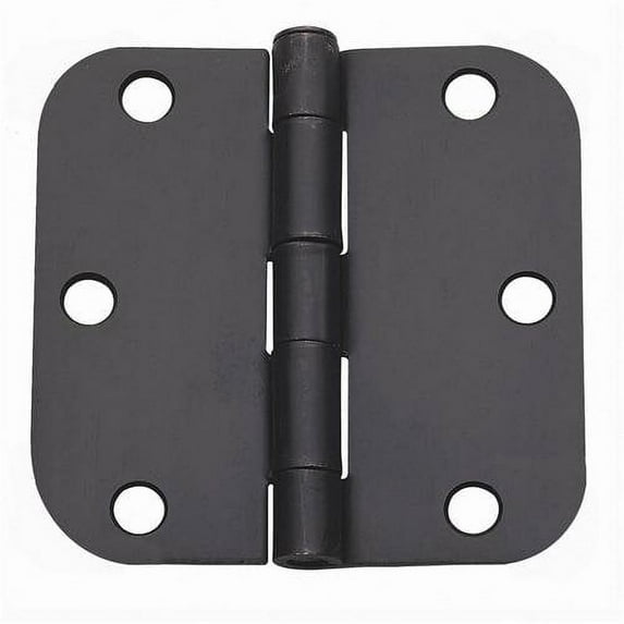 Global Door Controls 3.5 in. x 3.5 in. Satin Nickel Plain Bearing Steel Radius Hinge (Set of 2)