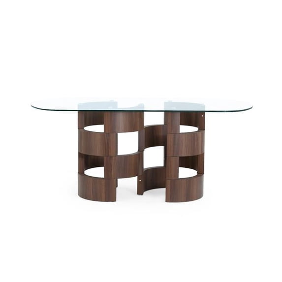 Global Furniture USA D866DT Chambered Pedestal Base Dining Table - Brown