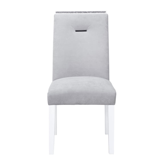 Global Furniture USA Contemporary Upholstered Monaco Wood Dining Side Chairs, Grey/White (Set of 2)