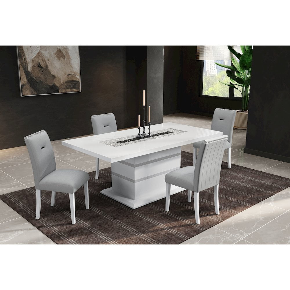 MONACO WHITE DINING TABLE + MONACO DINING CHAIR