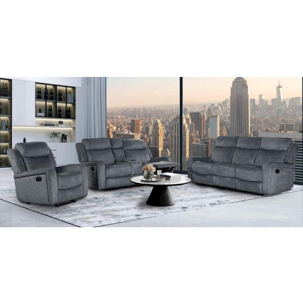 U6024 DARK GREY 9 RECLINING SOFA/CONSOLE RECLINING LOVESEAT/GLIDER RECLINER