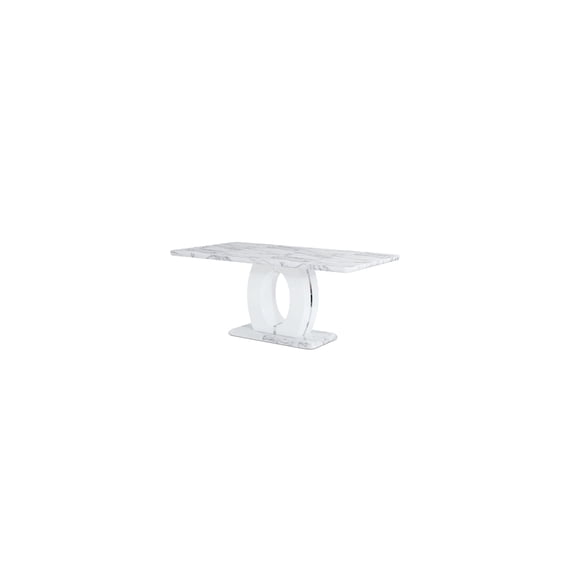 Global Furniture Contemporary White Faux Marble Pedestal Base Dining Table