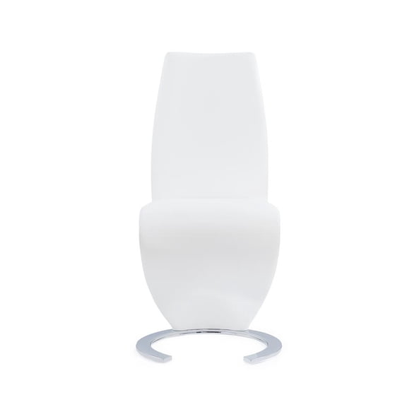 Global Furniture Dining Chair White Pu with Horseshoe Base