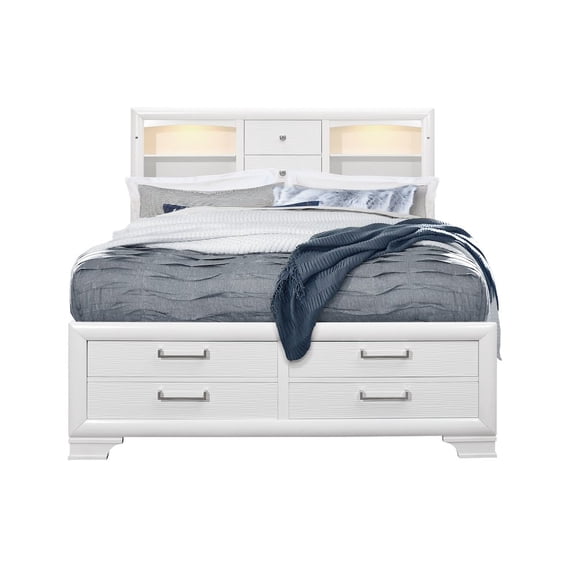 Global Furniture USA Transitional Glam Jordyn White King Bed, White