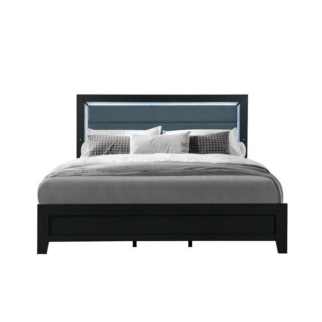 REID BLACK KING BED GROUP WITH LED