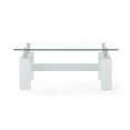 thumbnail image 1 of Global Furniture Rectangle Glossy White Coffee Table with Clear Glass Top, 1 of 2