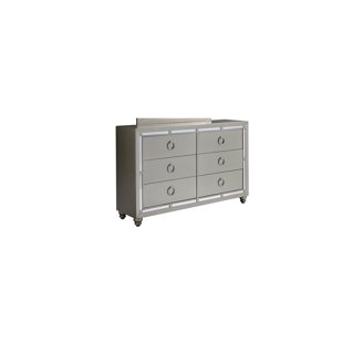 walmart silver dresser Furniture of America Gelmore Adult Glam 6-Drawer Dresser, Silver