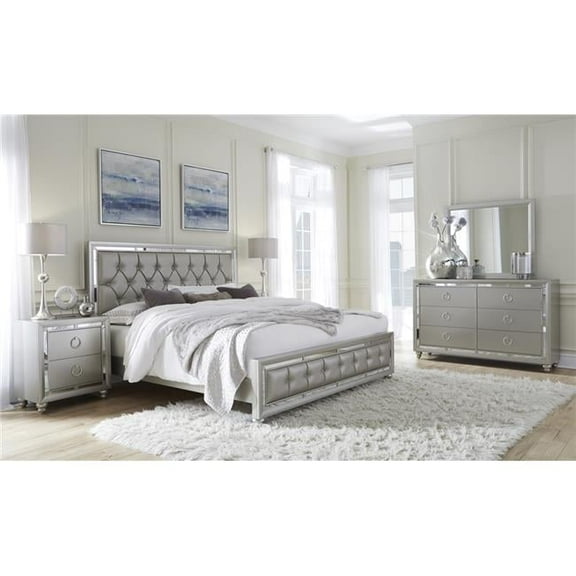 Global Furniture Transitional Glam Full Bed Group Set