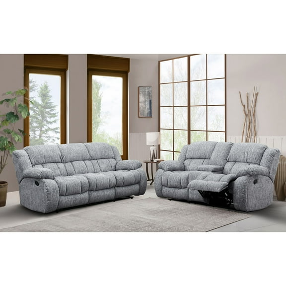 U250 GREY RECLINING SOFA/CONSOLE RECLINING LOVESEAT