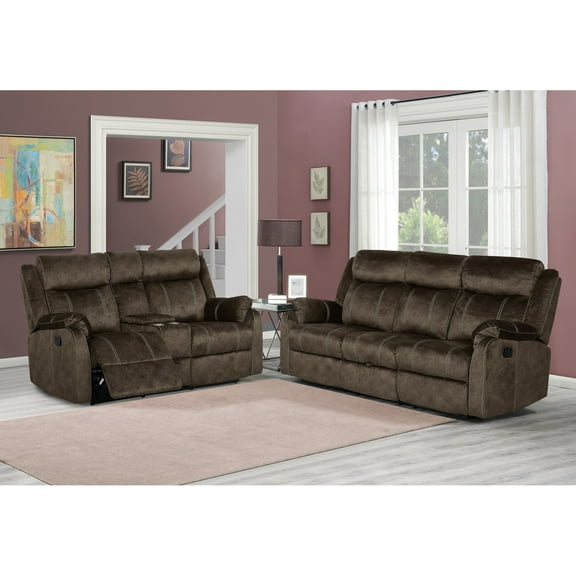 Global Furniture Transitional Reclining Sofa/Console Reclining Loveseat Set